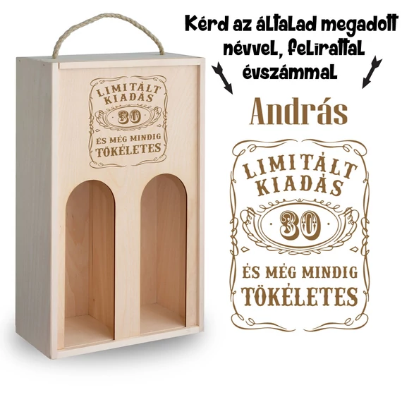 Gravírozott születésnapi bortartó - 30.születésnapra, Limitált kiadás, 4 féle kivitelben