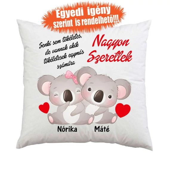Valentin Napi Ajándék - Évfordulós Ajándék - Szerelmes ajándék - Szeretlek - Koalás díszpárna