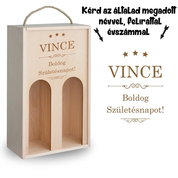 Gravírozott születésnapi bortartó - Csillagokkal, 4 féle kivitelben