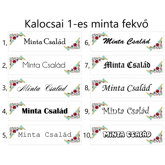 Kalocsai mintás egyedi ajtó vagy postaláda névtábla