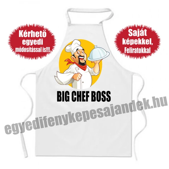 Kötény - Big chef boss - egyedi felirattal is