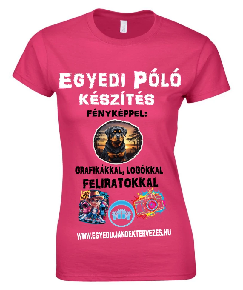 Egyedi fényképes női környakas póló nyomtatás, készítés