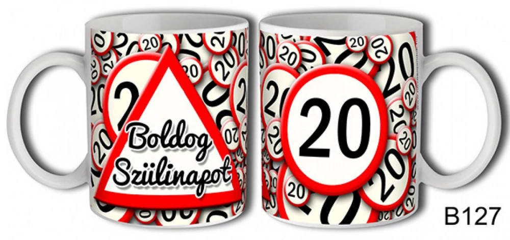 Születésnapi bögre, 20-as sebességkorlátozó születésnapi bögre, születésnapi ajándék