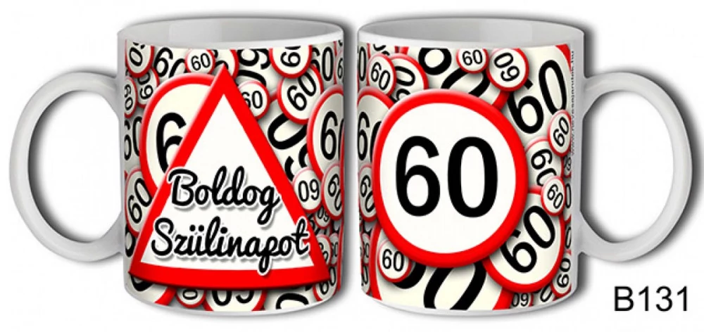 Születésnapi bögre, 60-as sebességkorlátozó születésnapi bögre, születésnapi ajándék