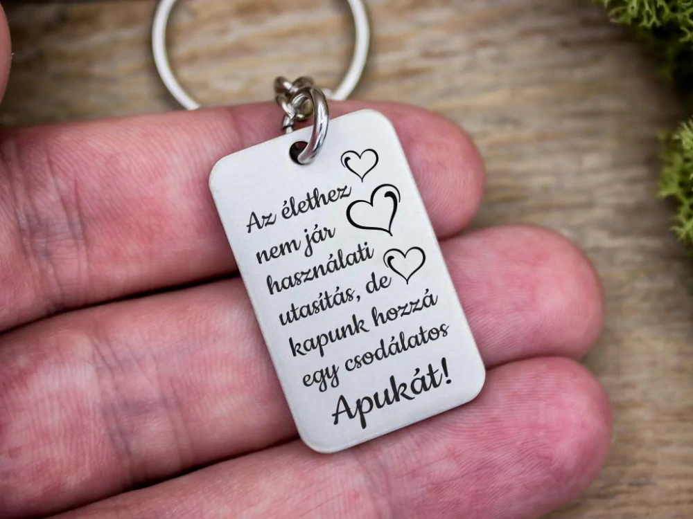 Csodálatos Apukát acél medálos kulcstartó