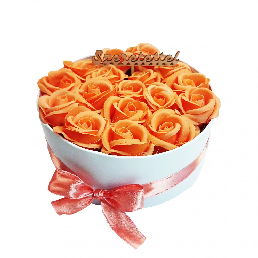Szappanrózsa box, fehér rózsadoboz - barck - S, Szappanrózsa box, fehér rózsadoboz - barck - S