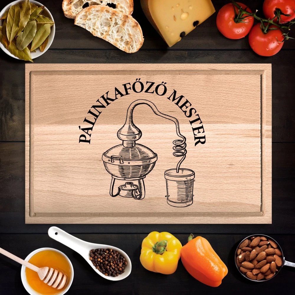 Pálinka No.4 egyedi vágódeszka - nyeles, Pálinka No.4 egyedi vágódeszka - nyeles