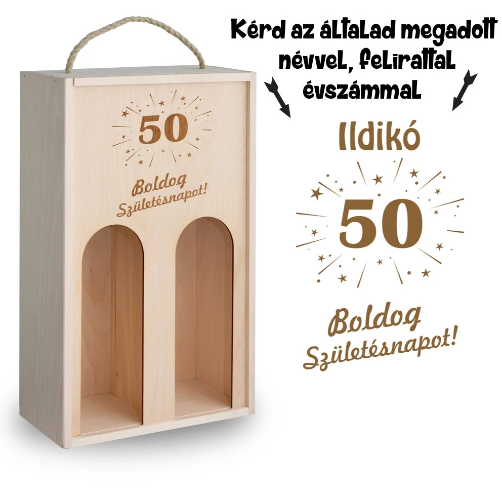Gravírozott születésnapi bortartó - Tüzijáték, 4 féle kivitelben
