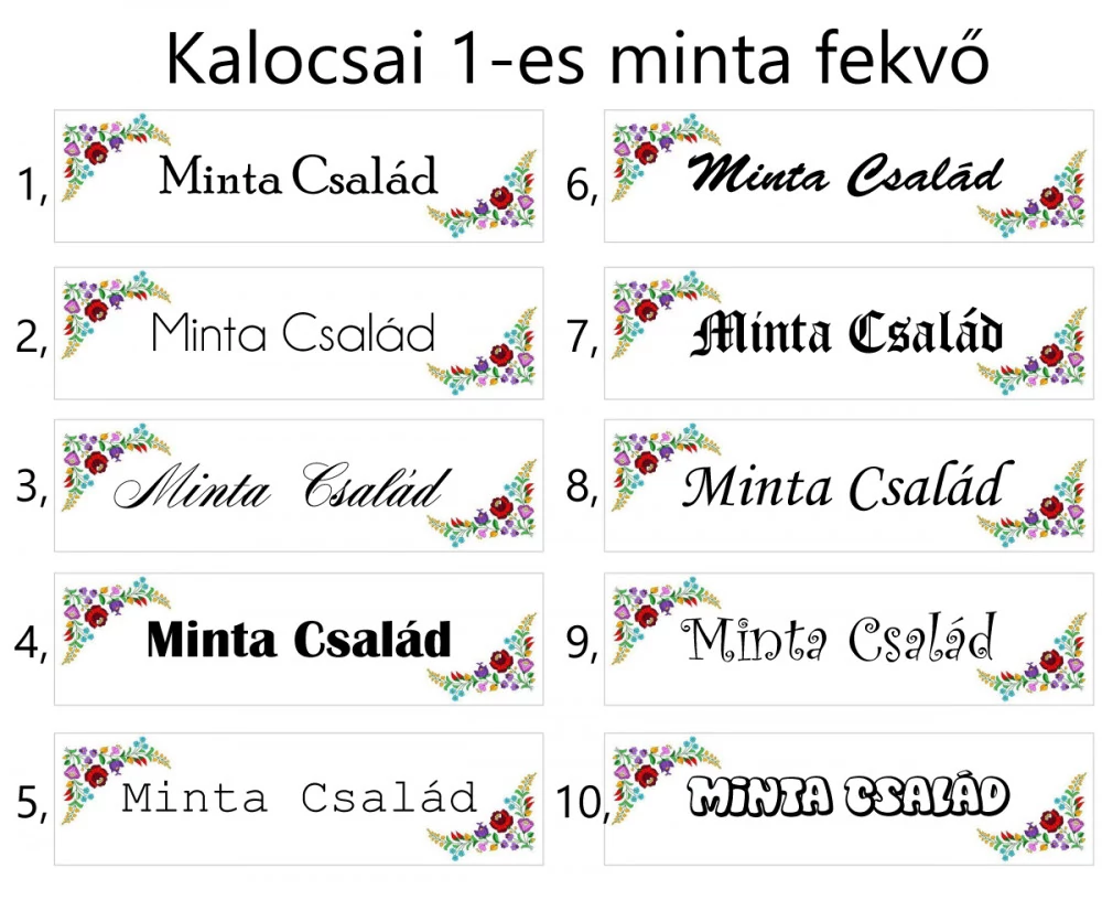 Kalocsai mintás egyedi ajtó vagy postaláda névtábla